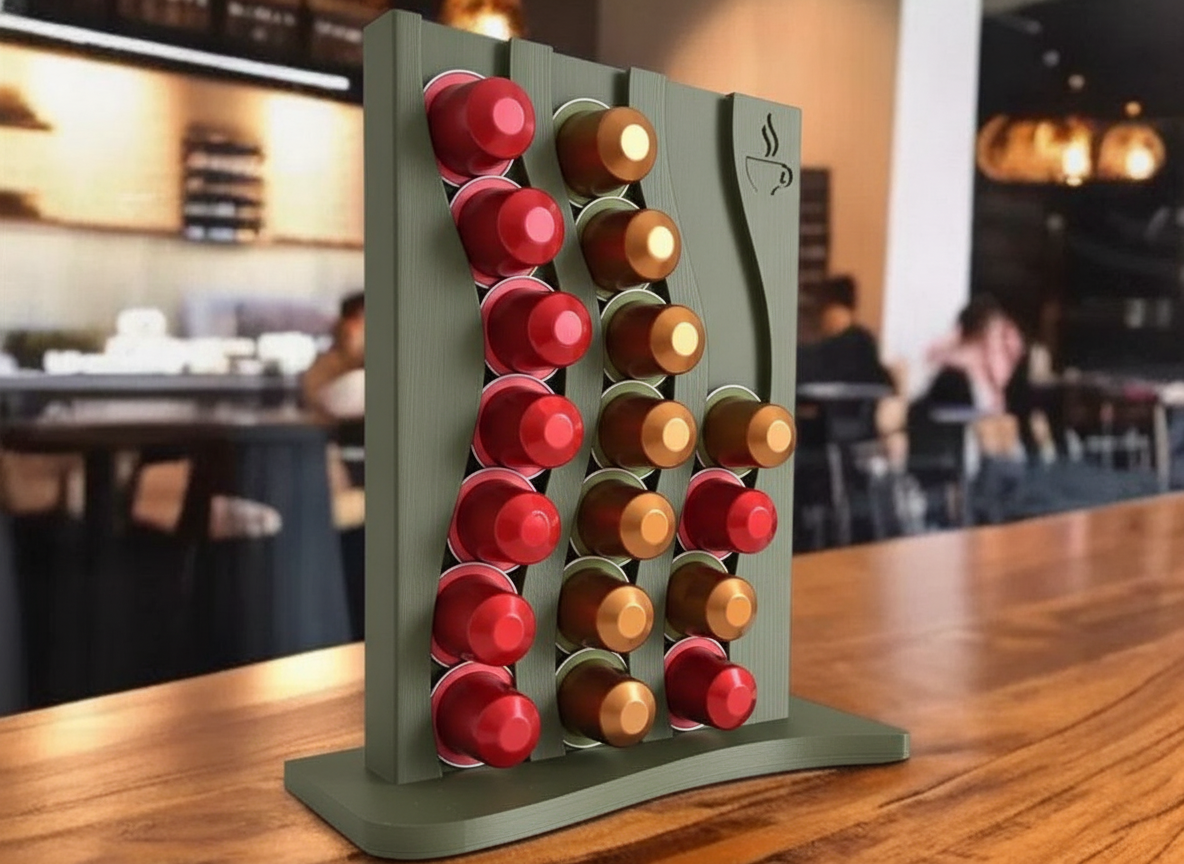 Golvend Design Nespresso Capsule Houder & Organizer in PLA Matte Donkergroen