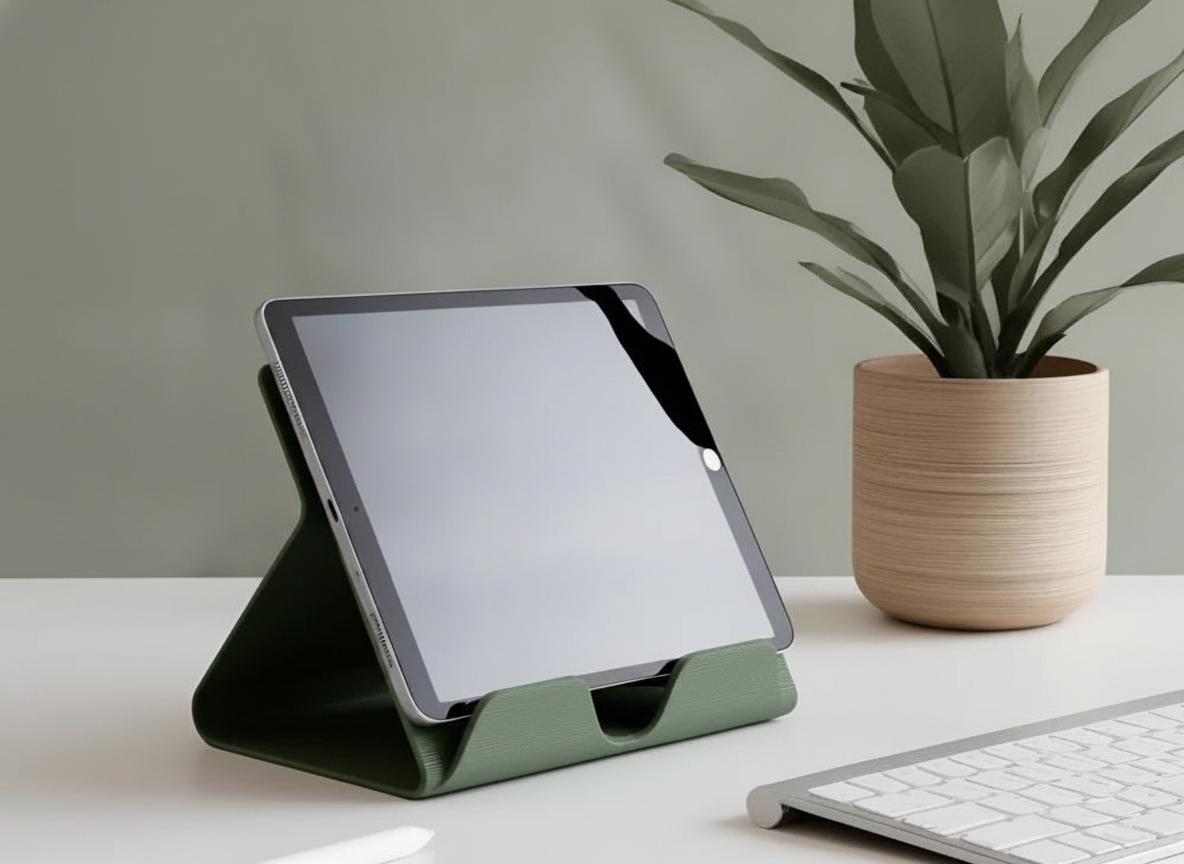 Moderne Tablet/iPad Standaard - Sleek Design in PLA Matte Donkergroen
