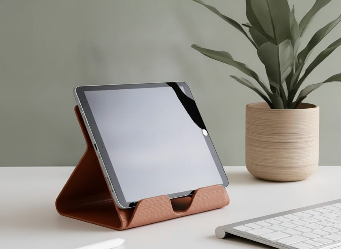 Moderne Tablet/iPad Standaard - Sleek Design in PLA Matte Terracotta