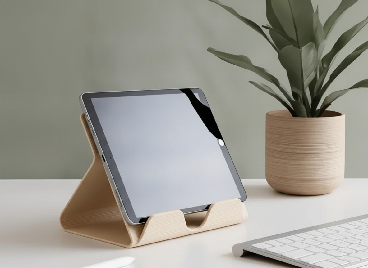 Moderne Tablet/iPad Standaard - Sleek Design in PLA Matte Woestijnbeige