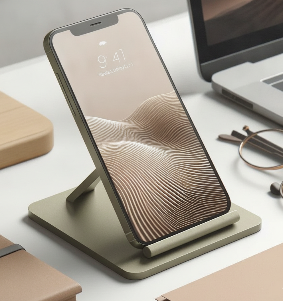 Design Smartphone Standaard - Modern in PLA Matte Donkergroen