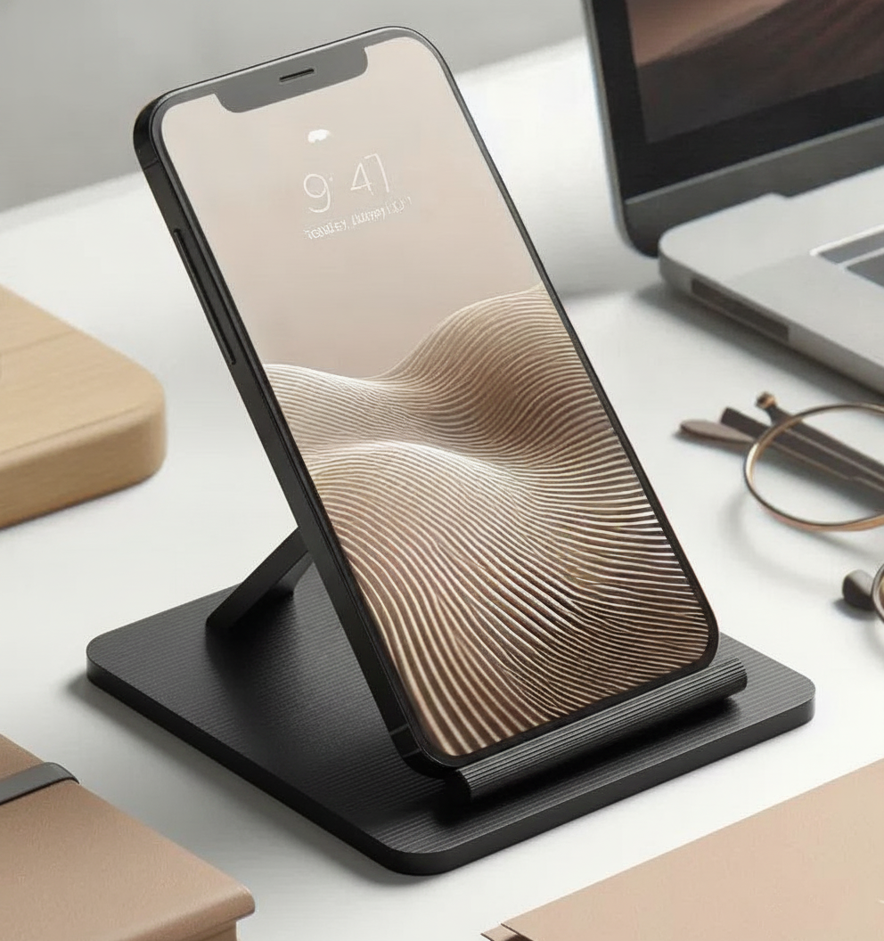 Design Smartphone Standaard - Modern in PLA Matte Houtskool