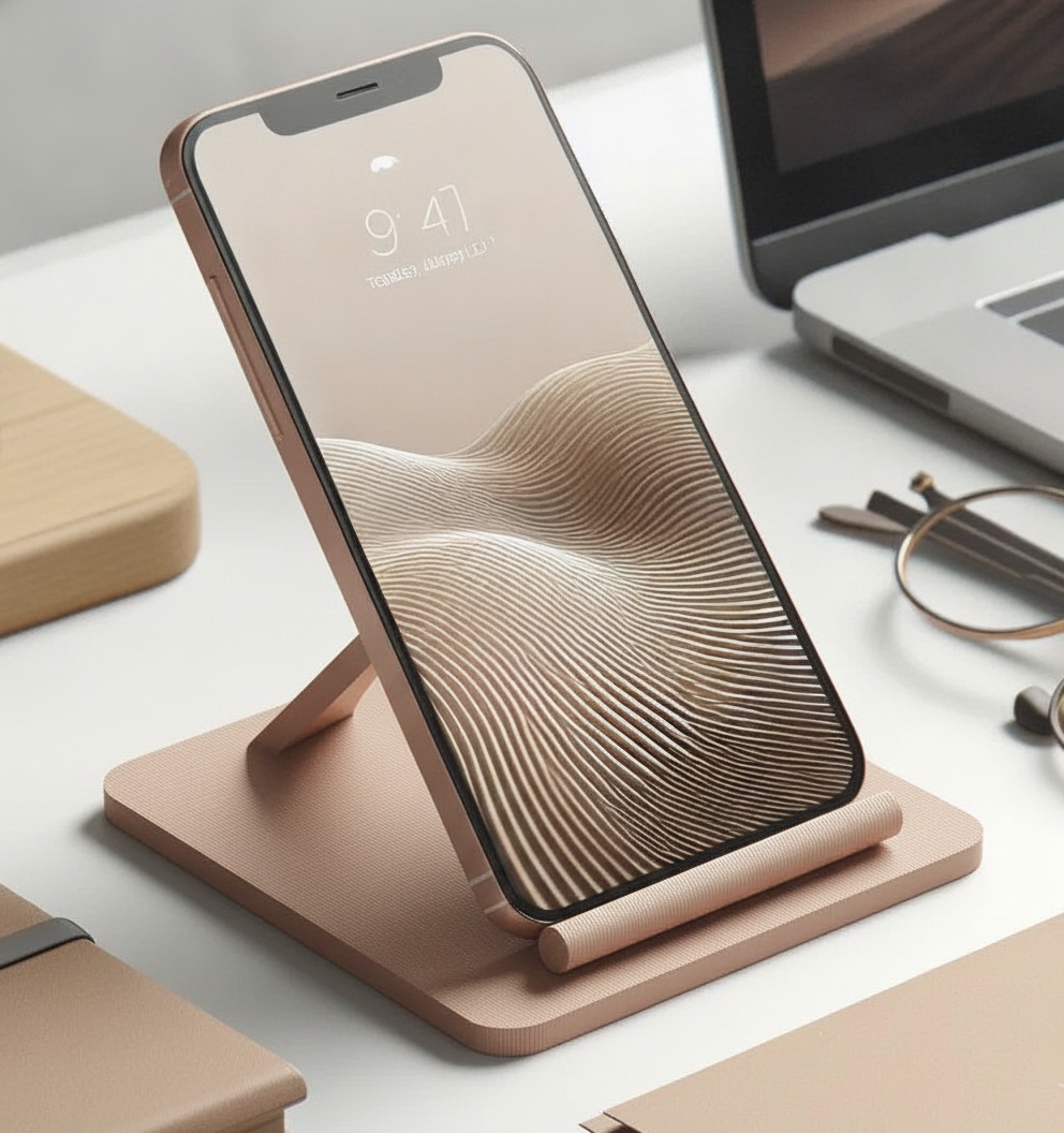 Design Smartphone Standaard - Modern in PLA Matte Latte brown