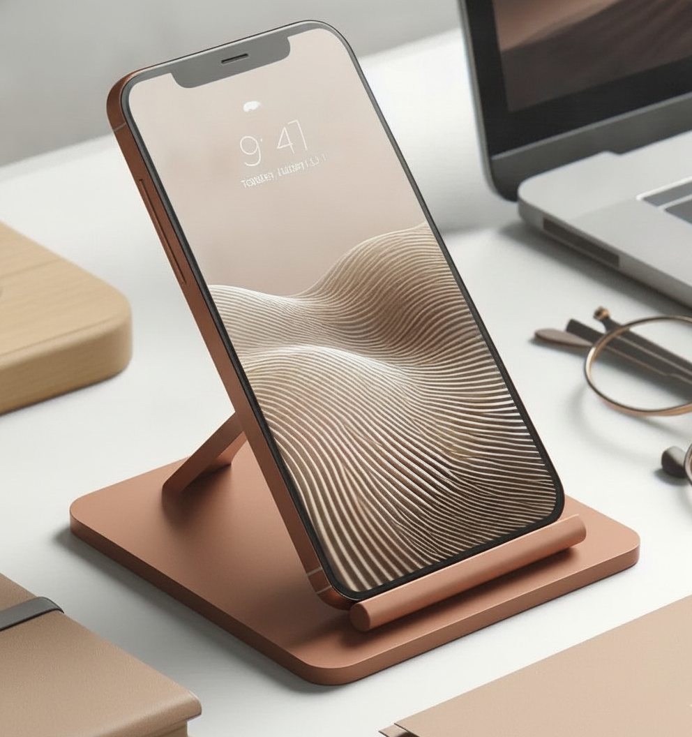 Design Smartphone Standaard - Modern in PLA Matte Terracotta