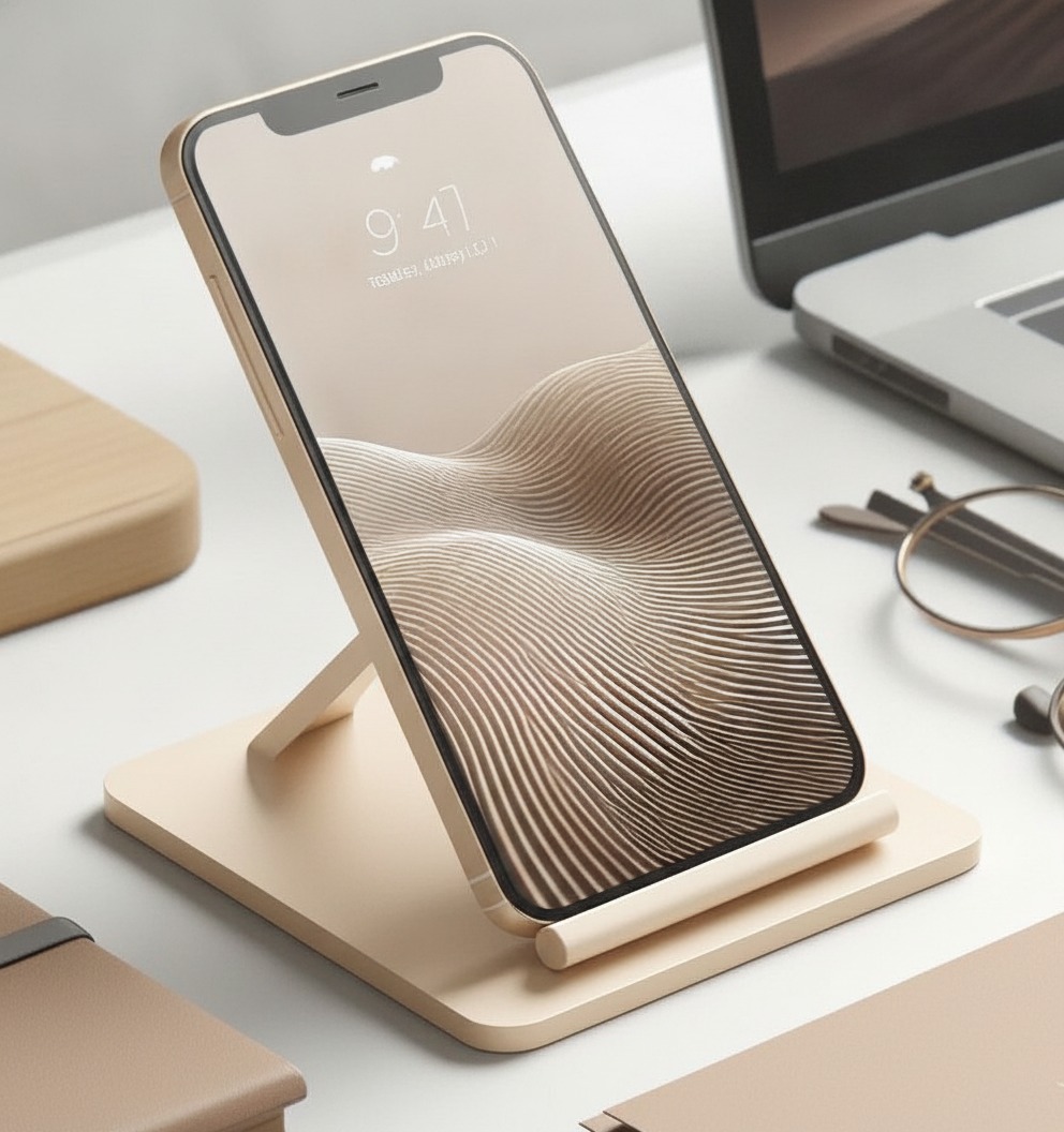 Design Smartphone Standaard - Modern in PLA Matte Woestijnbeige